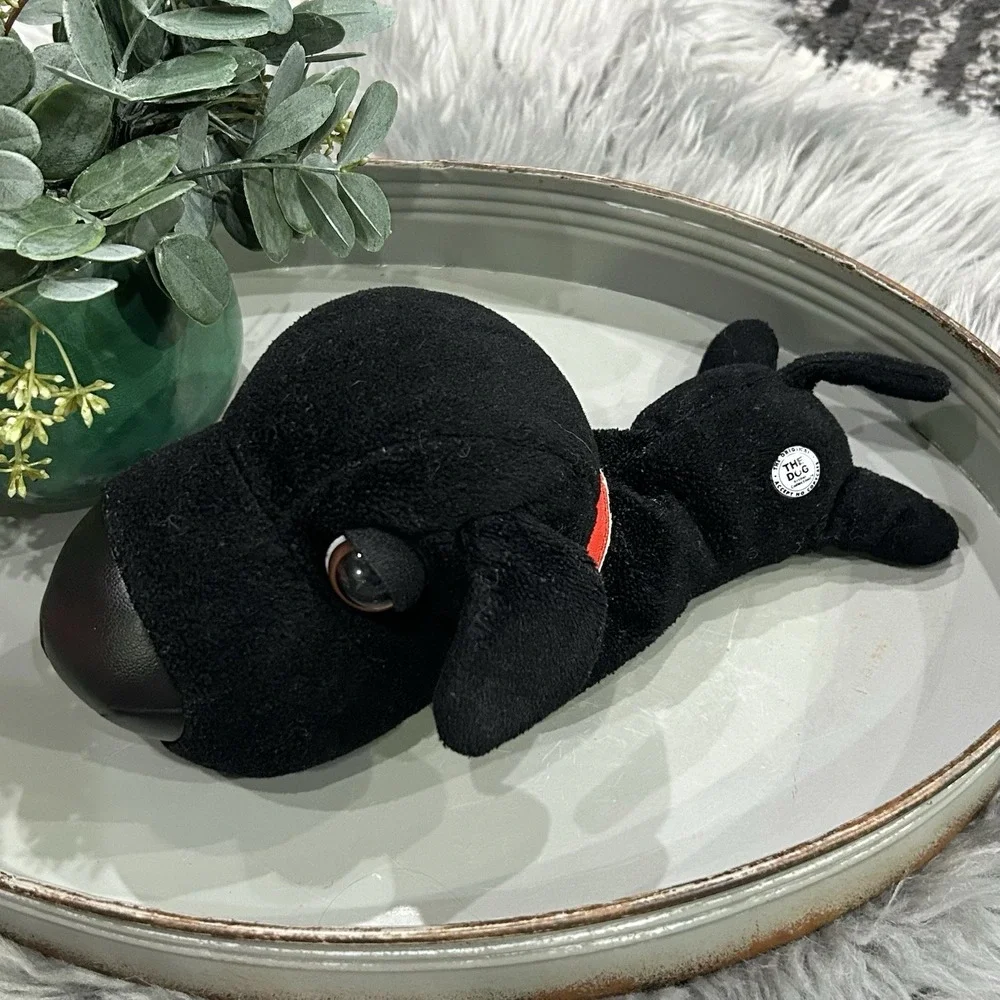 The Dog Artlist Collection Black Labrador Plush Stuffed Animal Red Collar 9in